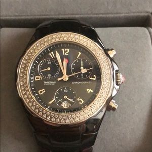 Michele Black Ceramic Large Watch w/ diamonds